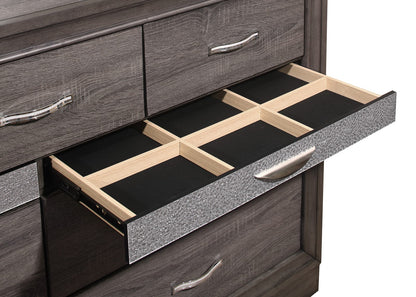 RYDER Sparkle Grey Dresser - 9 Drawer Storage