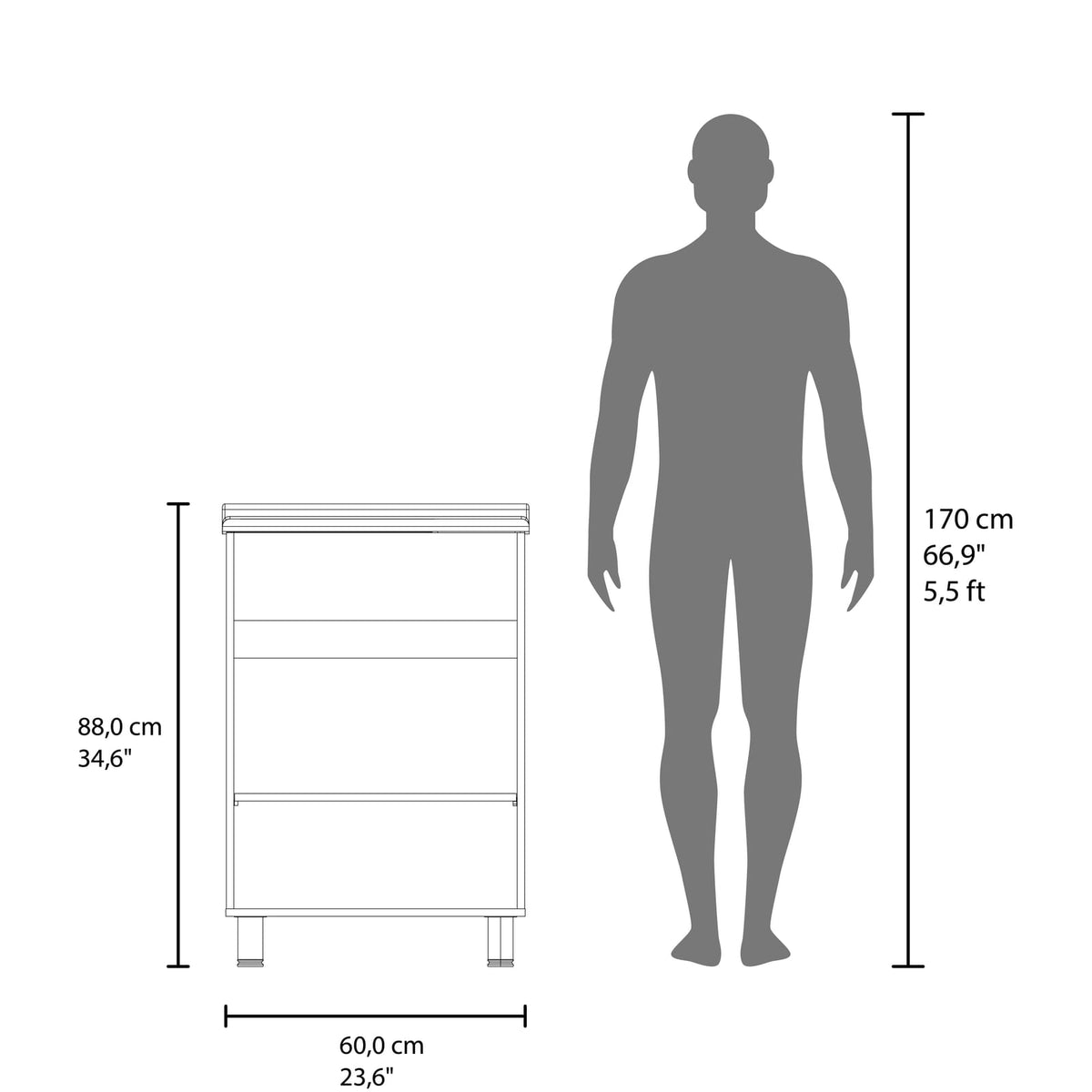 White Utility Tub Cabinet - 34.6" Freestanding Sink Storage