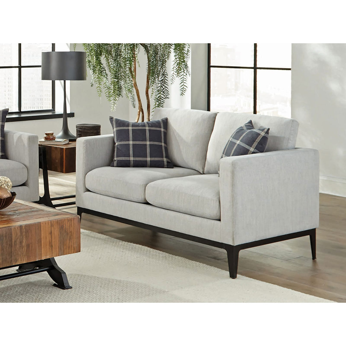 Light Grey Upholstered Loveseat - 56" Sofa for Living Room