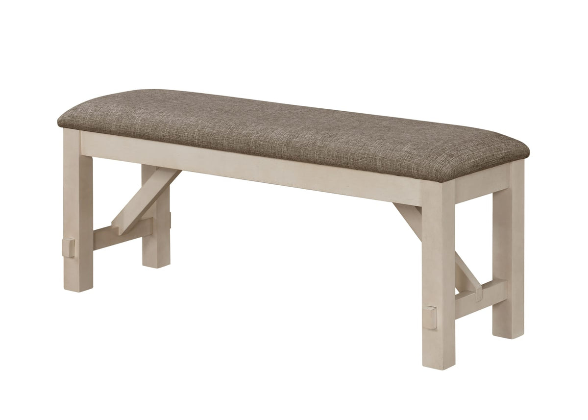 Cream Upholstered Bench - Grey Wood Seat 48" for Bedroom