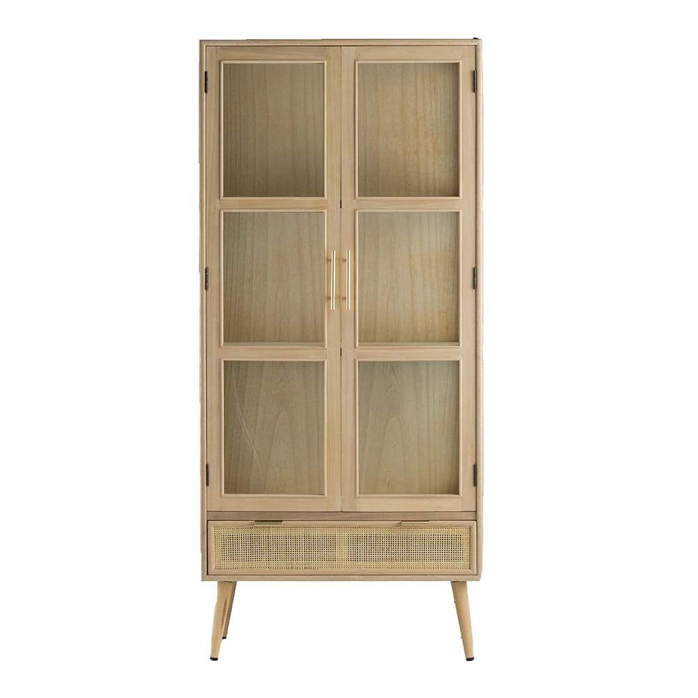 Brown MDF Two-Door Cabinet - 62.6" Tall Storage for Living Room