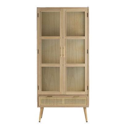 Brown MDF Two-Door Cabinet - 62.6" Tall Storage for Living Room