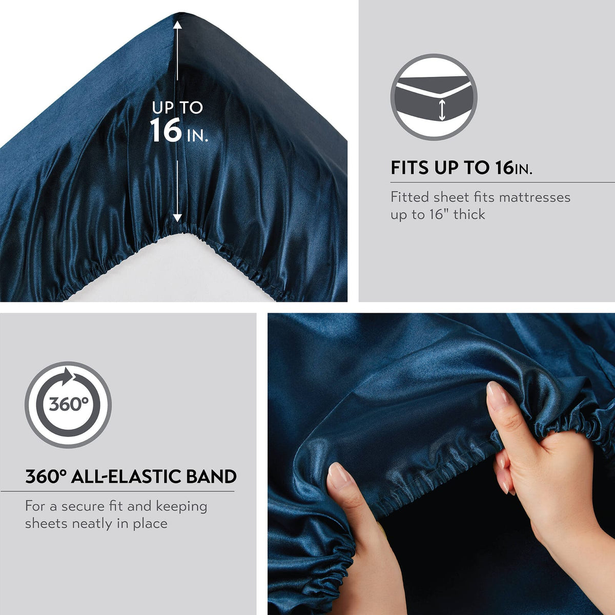 Blue Polyester Pillowcase Set - Standard Size 2 Piece