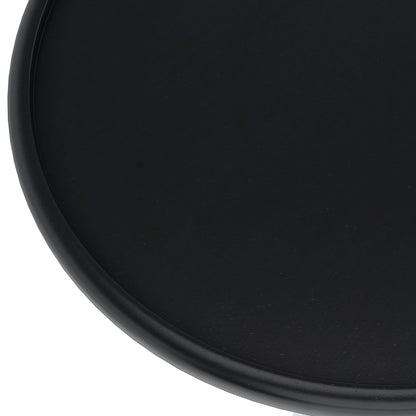 Black Marble & Mango Wood End Table - 12 Inch Round for Living Room