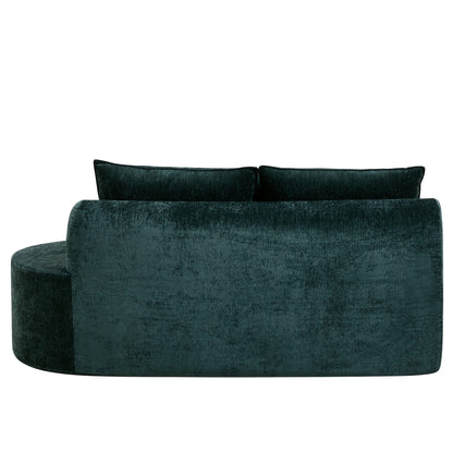 138.6" Dark Green Curved Sectional Sofa - Fully Assembled, 2-Piece Set