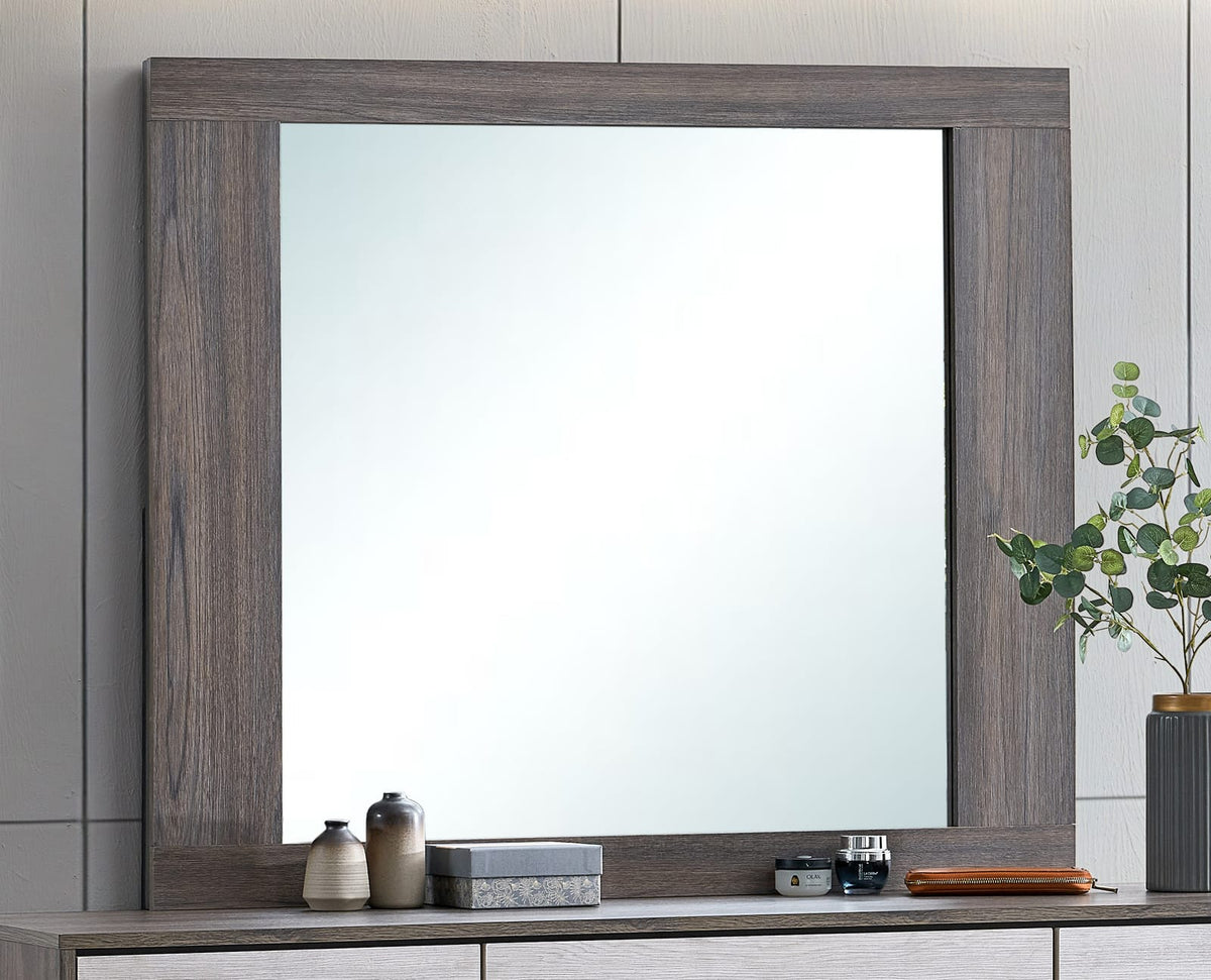 Gray Mirror with Oak Frame - 43" Vanity Mirror