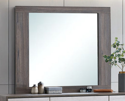Gray Mirror with Oak Frame - 43" Vanity Mirror