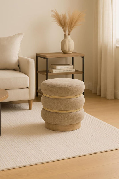 Beige Upholstered Accent Chair with Driftwood Base for Guest Rooms for Living Room