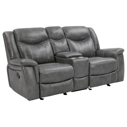 Carmen Cool Grey Motion Loveseat with Storage - Comfortable & Stylish
