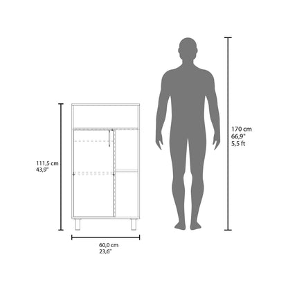 White 1 Door Storage Cabinet - 3 Shelves, Office Storage for Living Room
