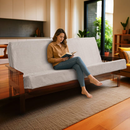 Full XL Memory Foam Futon Mattress - Beige Sofa Bed Cushion for Living Room