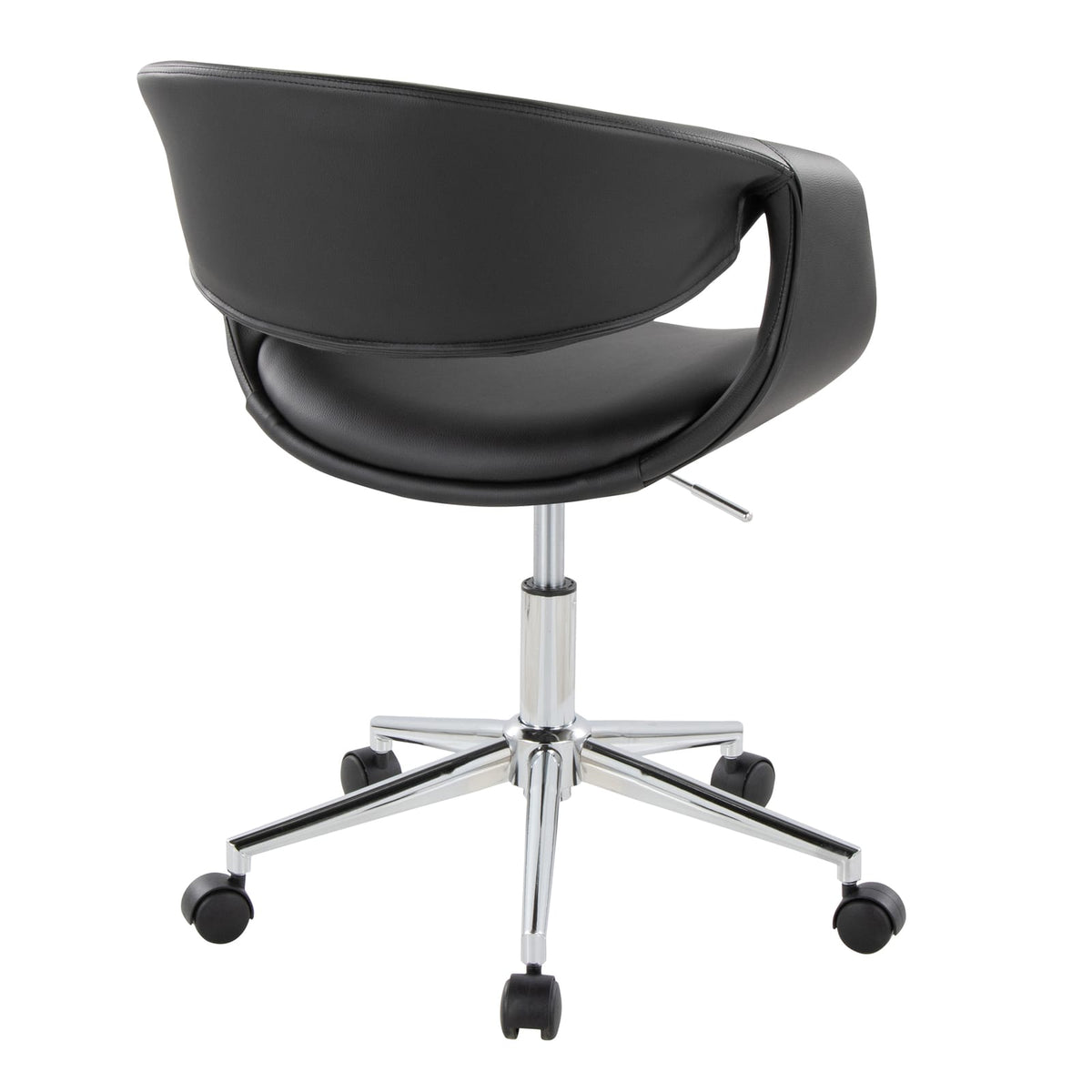 Black Faux Leather Swivel Task Chair - Chrome Base