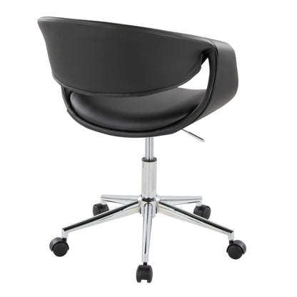 Black Faux Leather Swivel Task Chair - Chrome Base