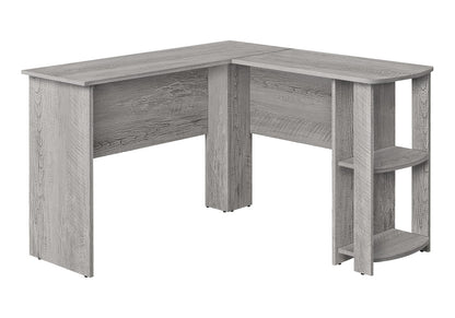 L-Shaped Grey Computer Desk with Storage Shelves - 48" for Home Office