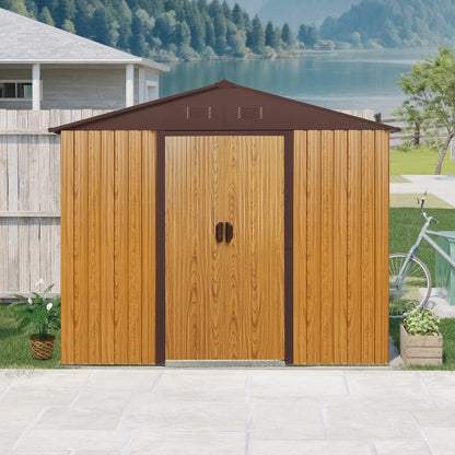 Coffee Metal Storage Shed for Garden and Backyard Outdoor Storage