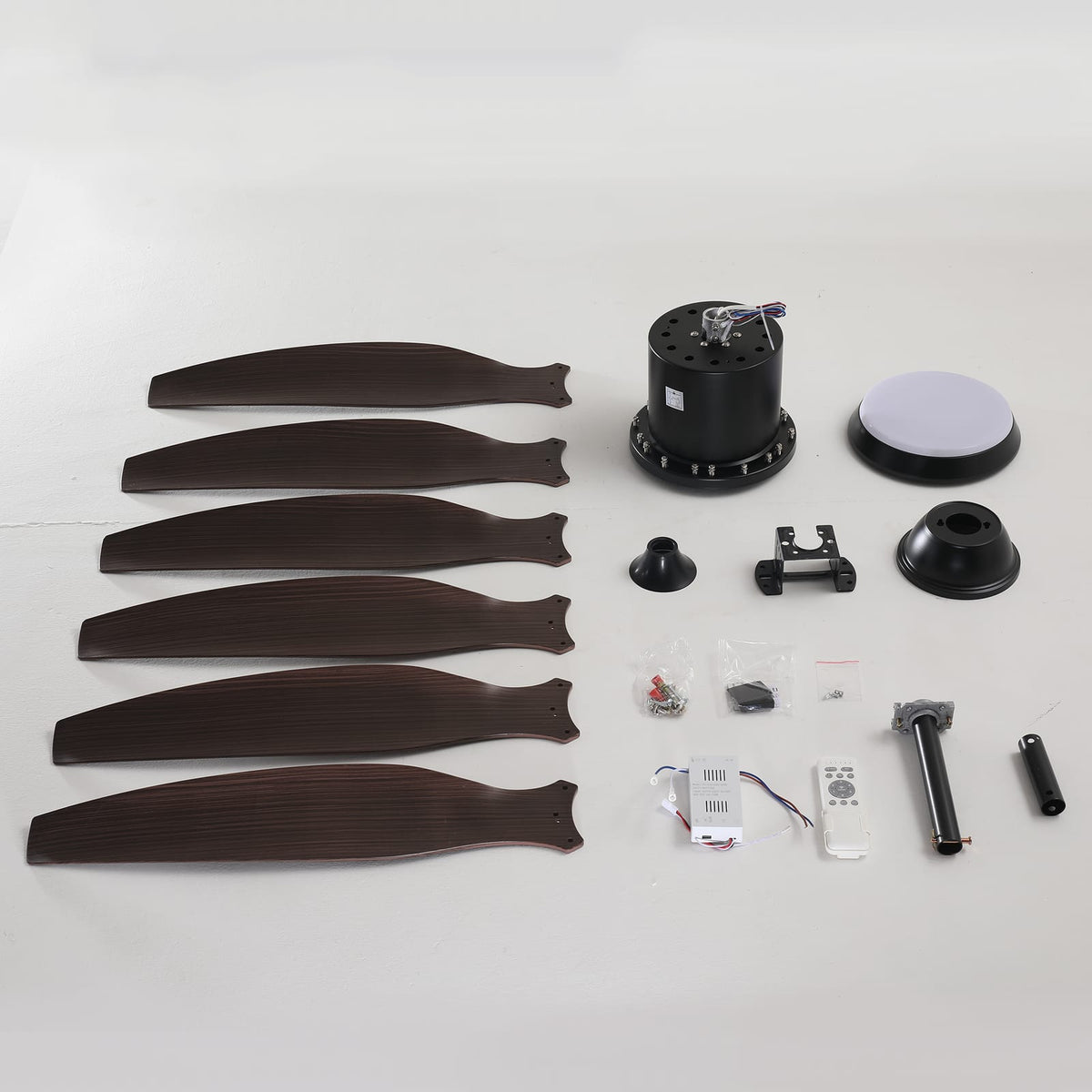 6 Blade Ceiling Fan Matte Black DC Motor Remote Control