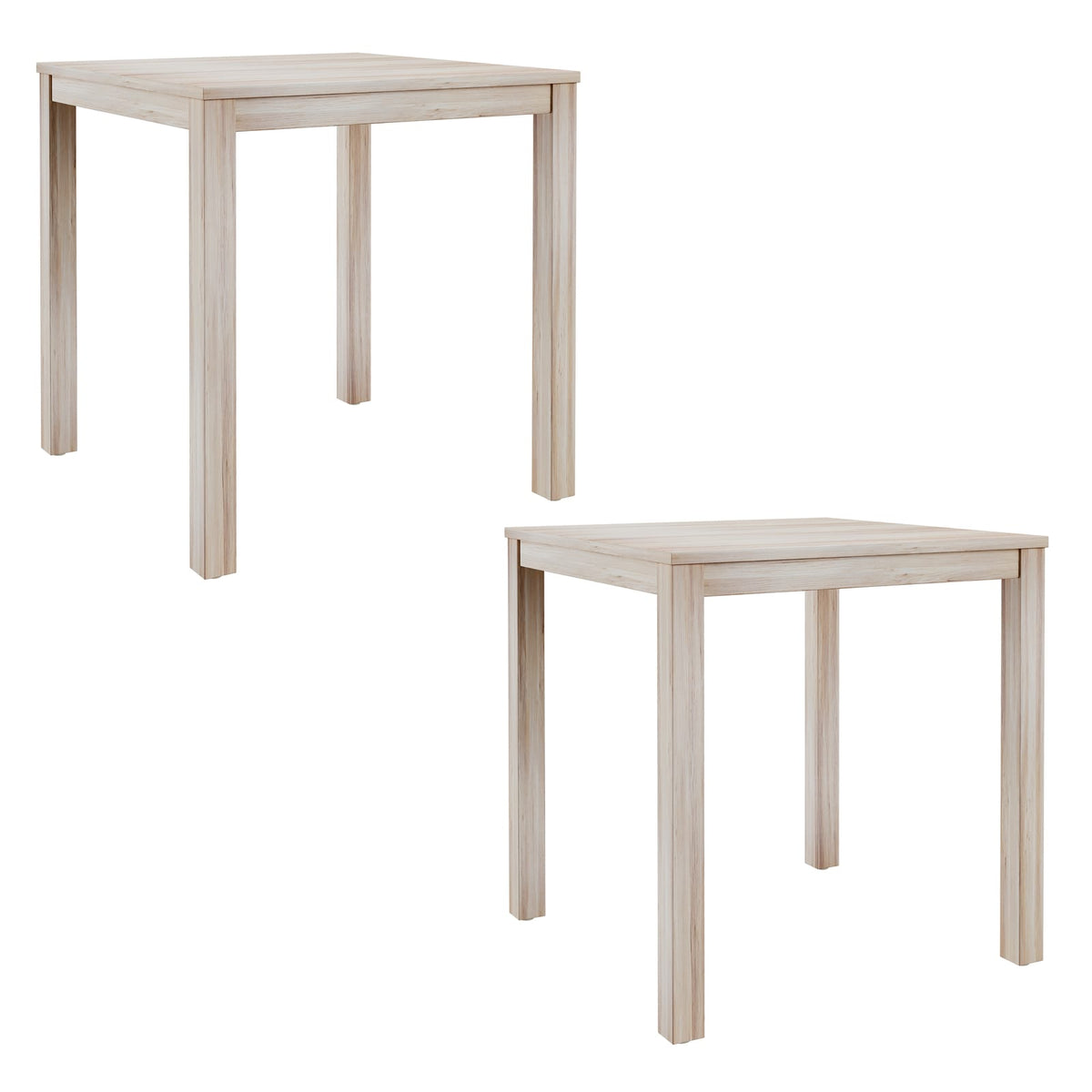 Beige End Tables Set of 2 - Compact Wood Design for Living Room