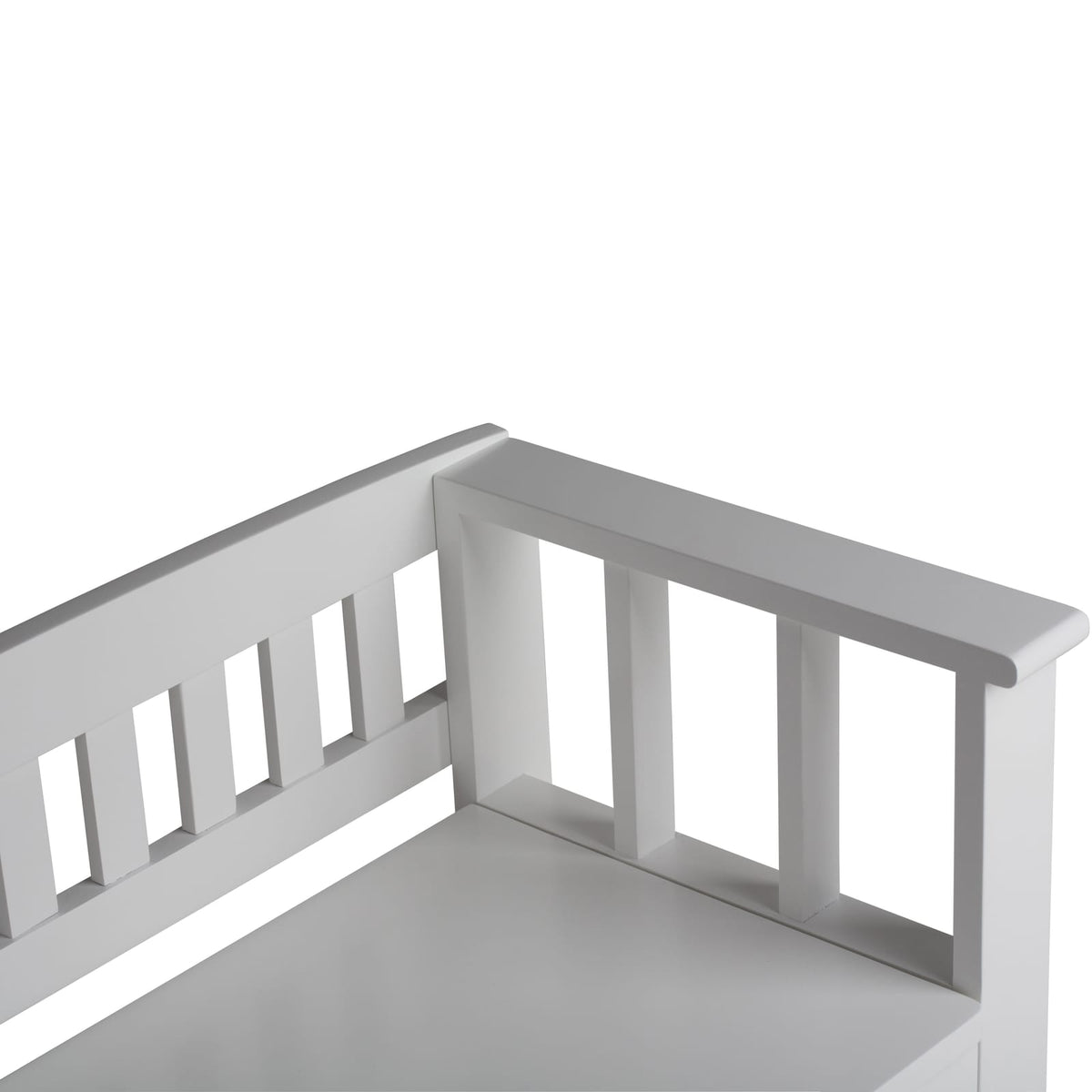 White Wood Entryway Storage Bench - 48" Wide for Living Room