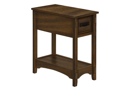 24 Inch Walnut Accent Table with Storage Drawer