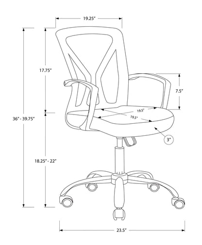 Adjustable Office Chair - Black Mesh, Ergonomic Support