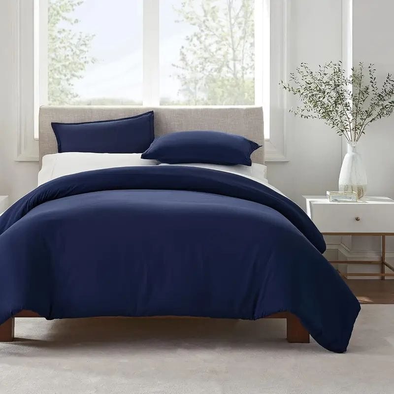 Navy Blue Polyester King Bedding Set