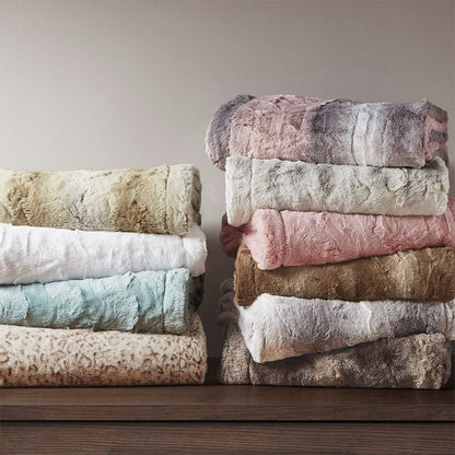 60" x 70" Snow Leopard Faux Fur Throw Blanket
