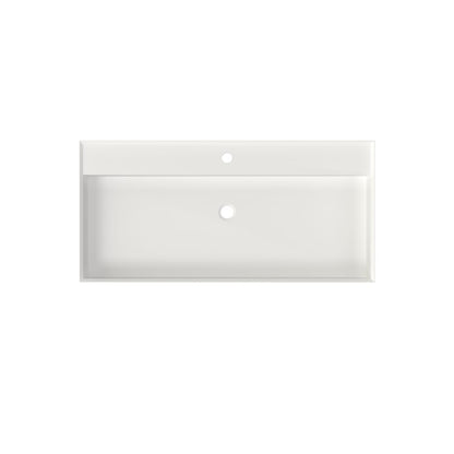 Matte White Solid Surface Bathroom Vanity for Modern Renovation
