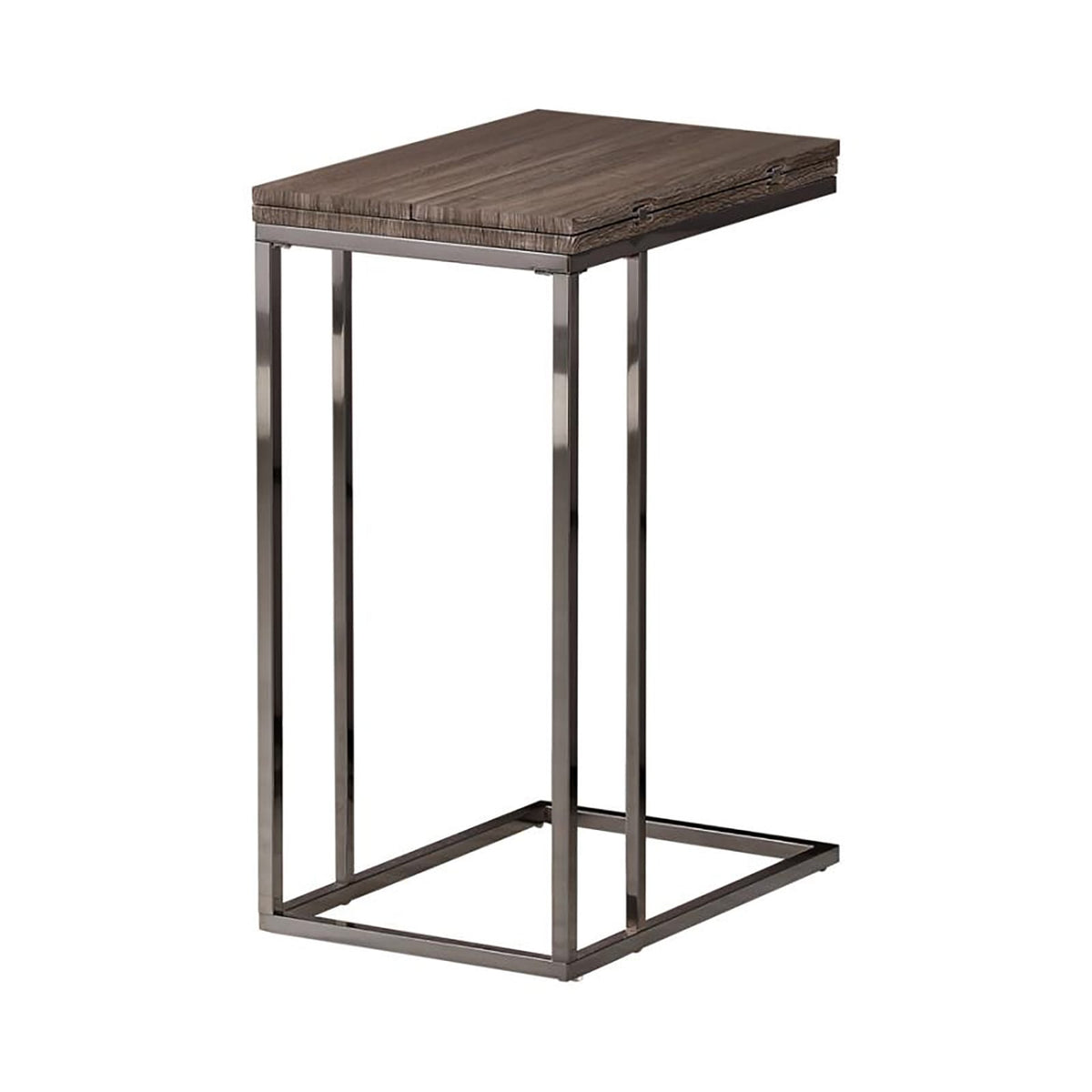 Grey & Brown Folding Snack Table - Industrial Style for Living Room