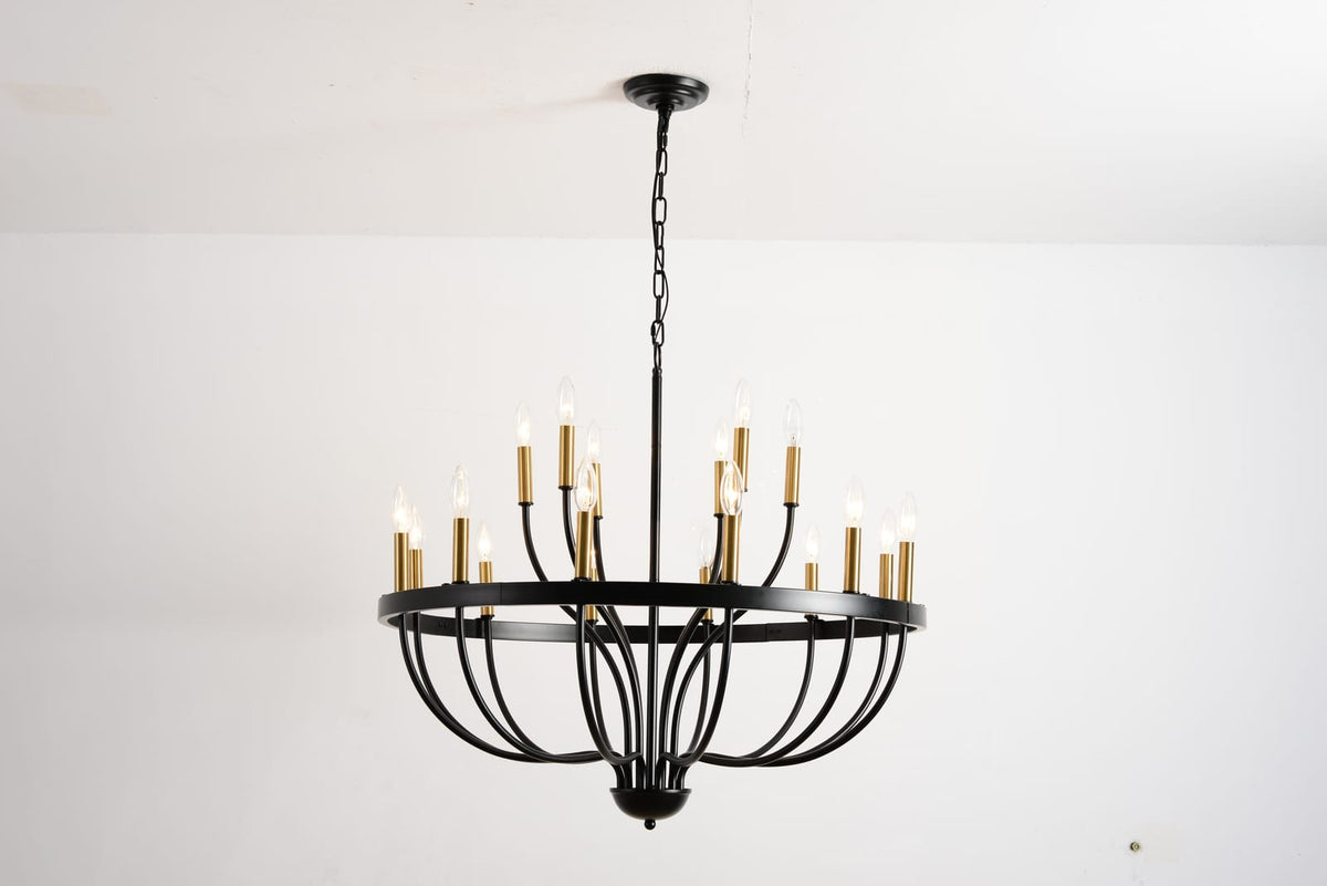 Modern Gold Black Metal Chandelier for Dining Room and Living Area