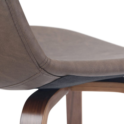 Mid Century Modern Bar Stool Set Dark Brown Wood Dining Room Seating