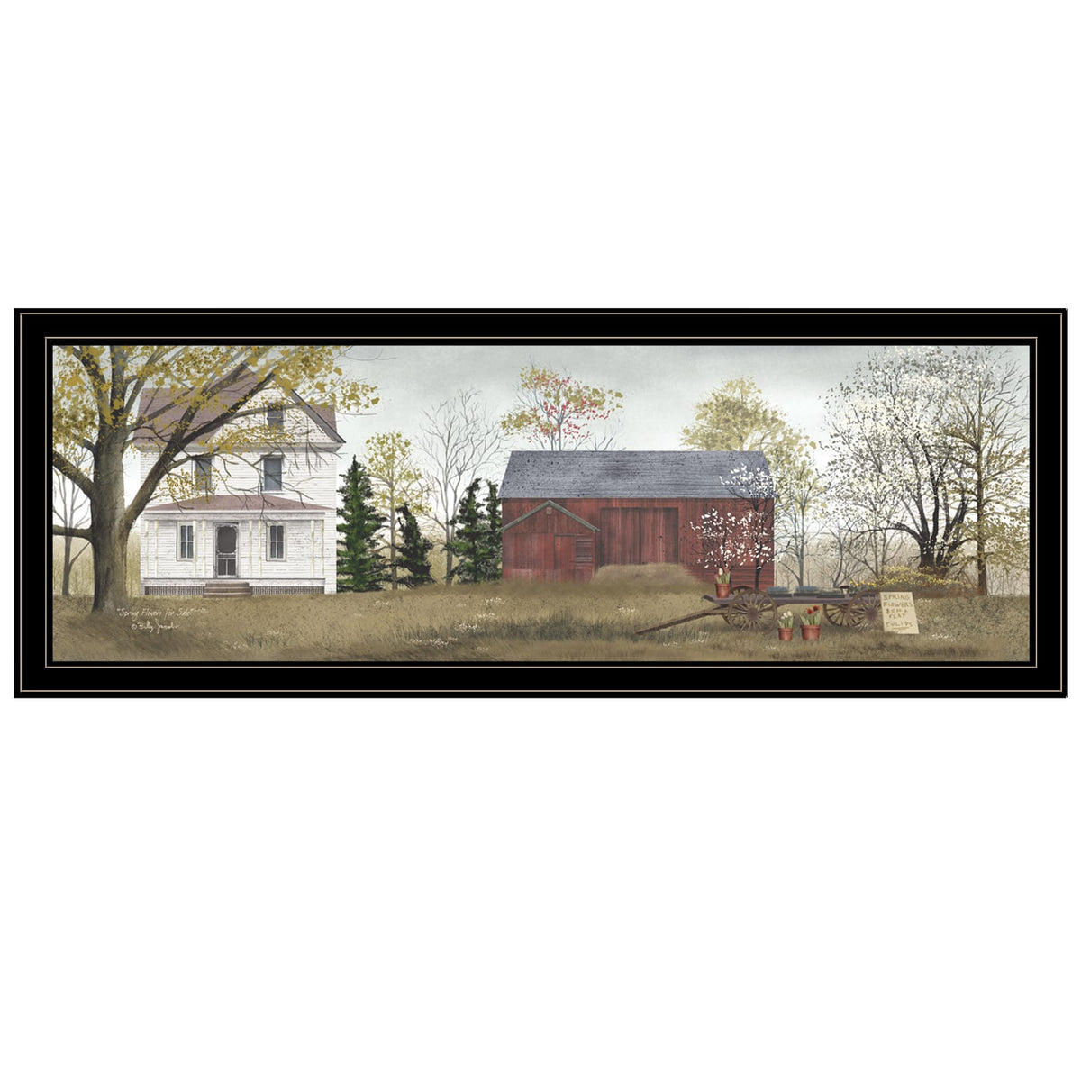 Large Spring Flowers Framed Wall Art, Farmhouse Bedroom Decor