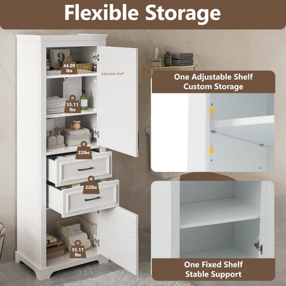 2-Drawer White Bathroom Vanity - Freestanding Storage