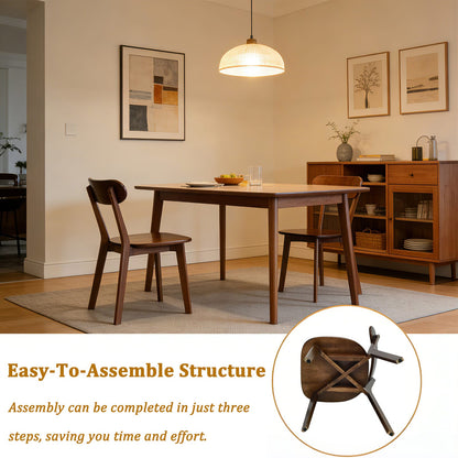 Mid-Century Modern Dining Chairs Set of 2 - Walnut Wood, Curved Backrest