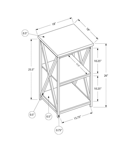 3-Tier Grey Accent Table - Metal & Storage