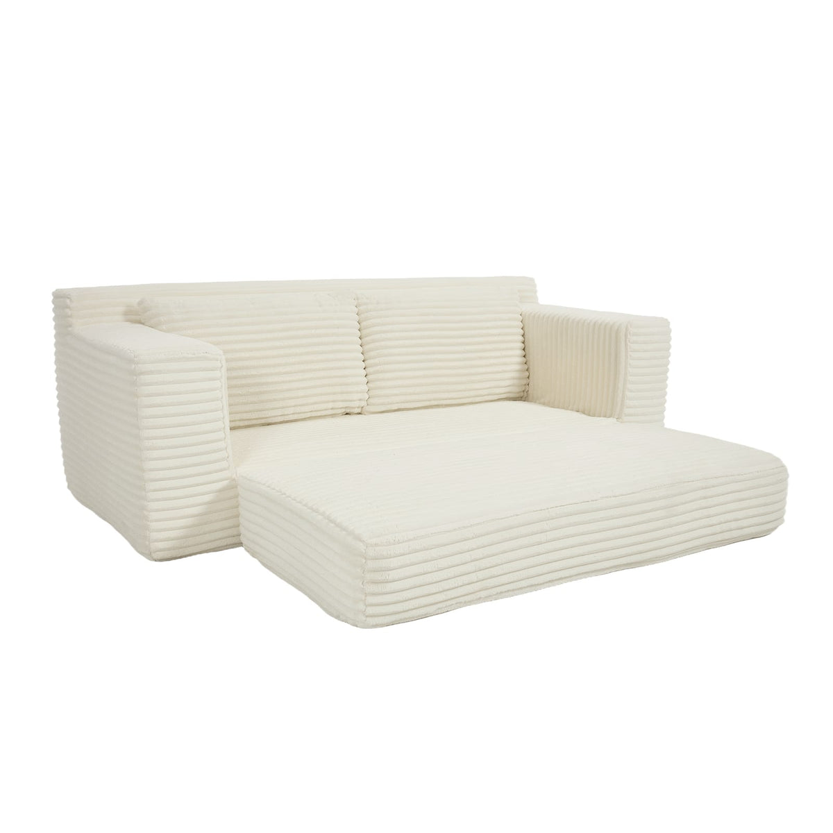 Beige 2-Seat Convertible Sofa Bed Loveseat Sleeper for Small Apartments