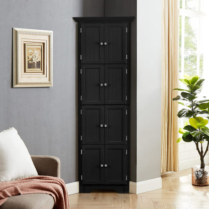 Black MDF Tall Storage Cabinet - 72 Inch Wide