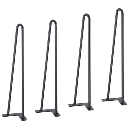 19" Hairpin Furniture Legs - Black Metal, 500lbs Capacity