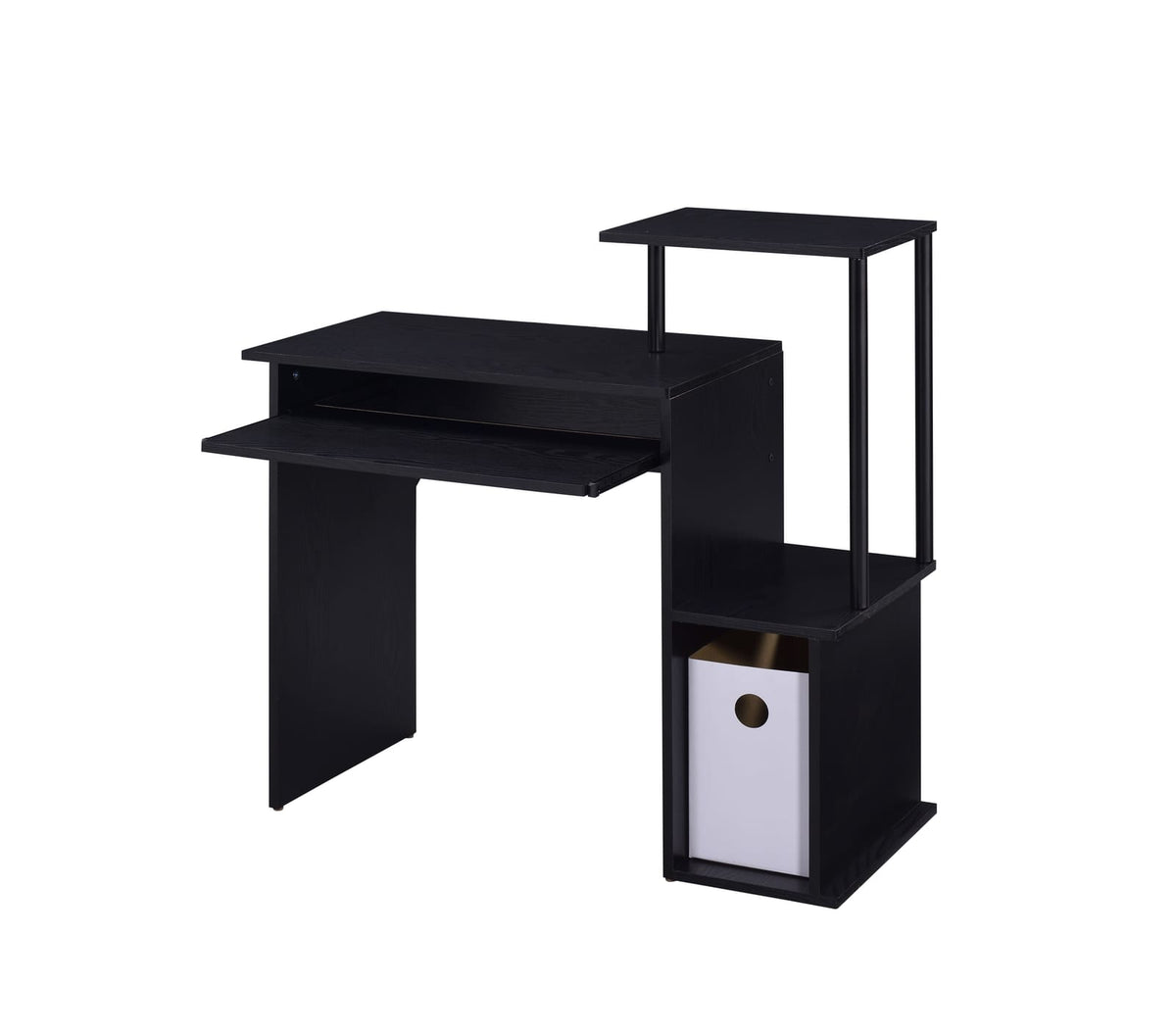 Black Computer Desk with Storage Shelves - 37" L for Home Office
