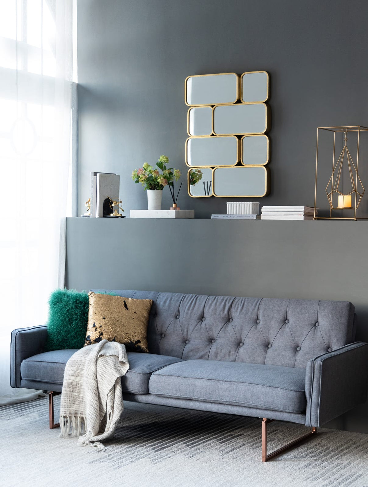 Gold Iron Mirror Set for Modern Bedroom Hallway Decor