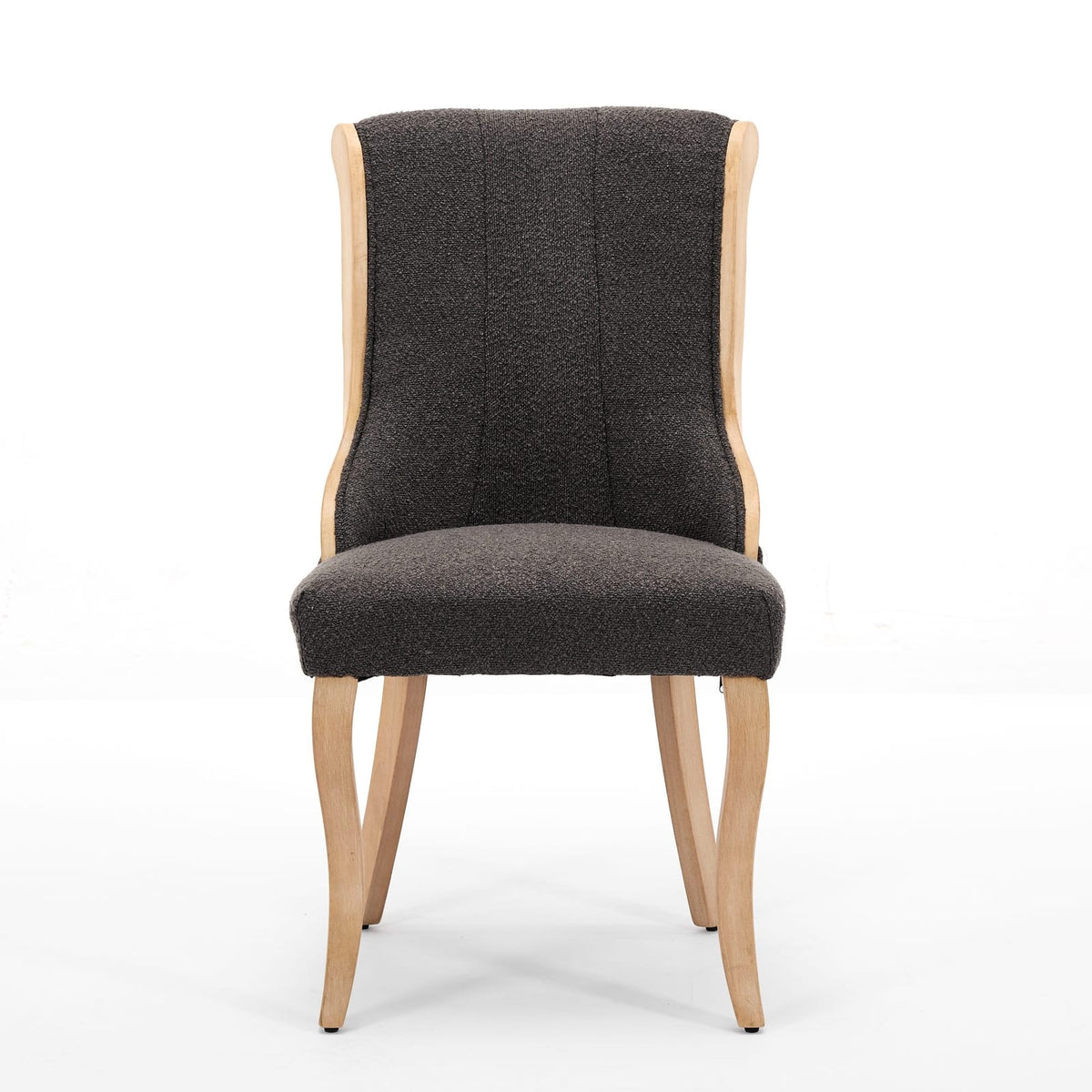 Gray Mid-Century Dining Chairs with Velvet Fabric and Solid Wood Trim
