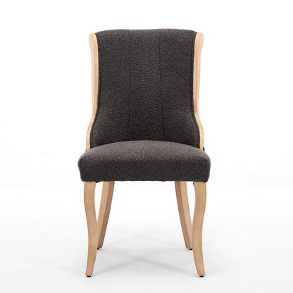 Gray Mid-Century Dining Chairs with Velvet Fabric and Solid Wood Trim