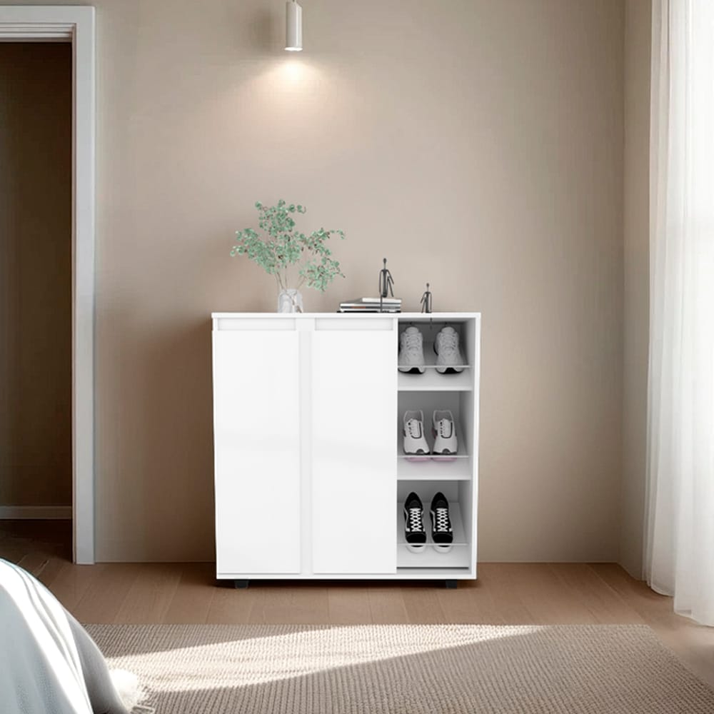 Dover Shoe Rack, White - Living Room Storage Cabinet
