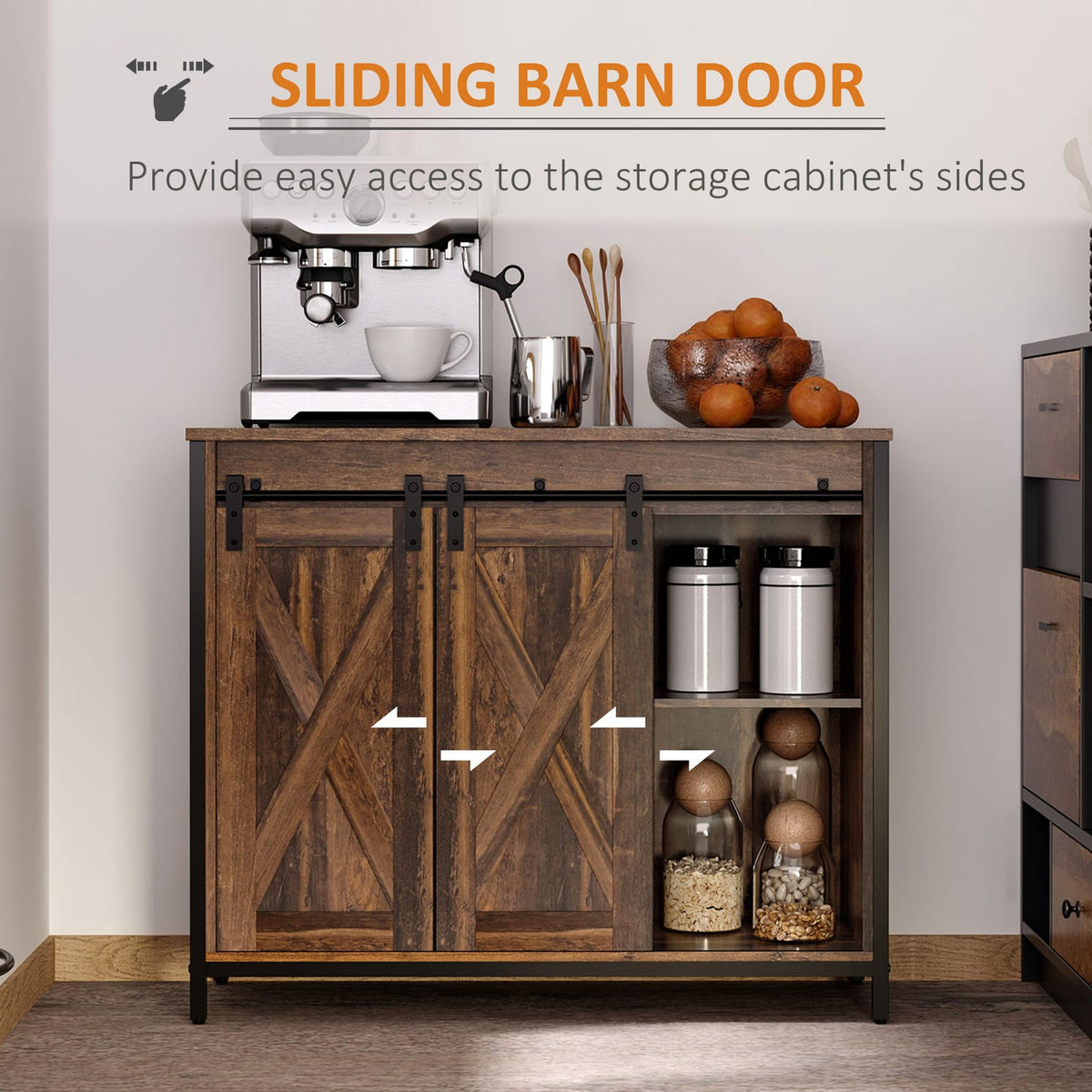 Rustic Brown Industrial Sideboard Buffet Cabinet - Storage Solutions