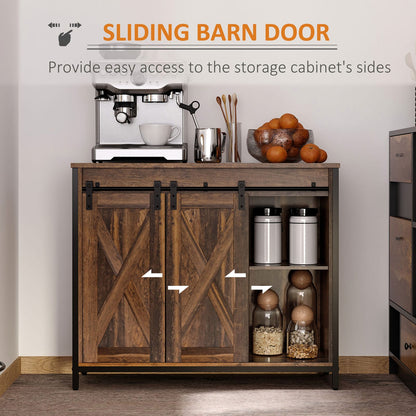 Rustic Brown Industrial Sideboard Buffet Cabinet - Storage Solutions