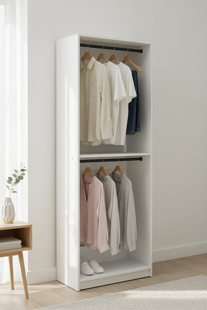 Prosper 32" White Wood Walk-in Closet with Two Rods - Modular Storage