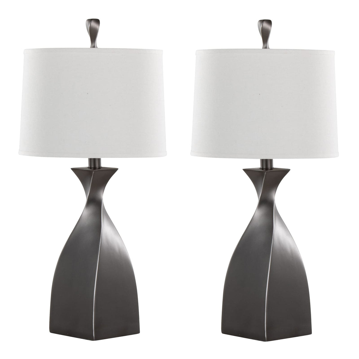 Grey Linen Table Lamps Set - 30 Inch Modern Lighting