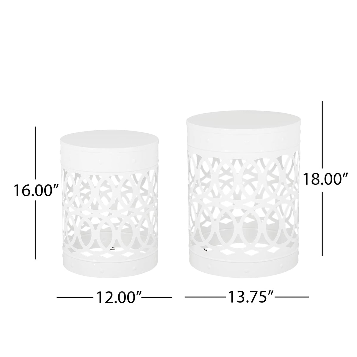 White Iron Outdoor Accent Table Set of 2