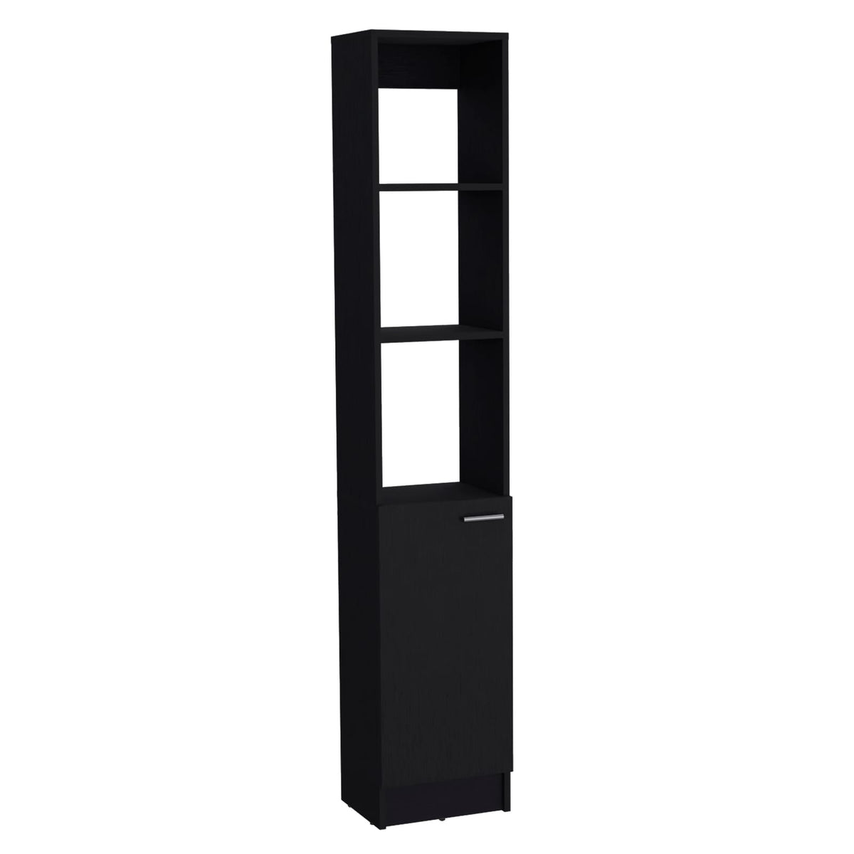 Black Bathroom Storage Cabinet - 6 Shelves, Freestanding Tall Cabinet