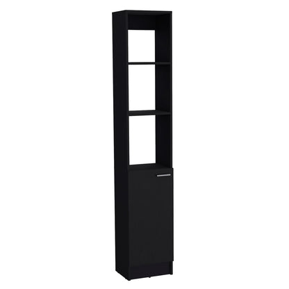 Black Bathroom Storage Cabinet - 6 Shelves, Freestanding Tall Cabinet