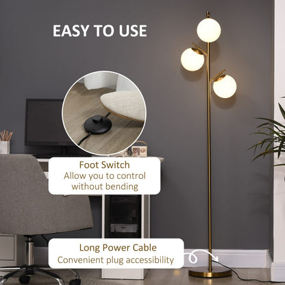 Gold Modern Tree Lamp - 3-Light Floor Lamp for Living Room & Bedroom